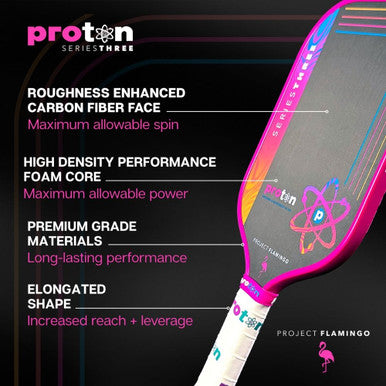 Proton Series Three Project Flamingo 13mm Elongated Pickleball Paddle