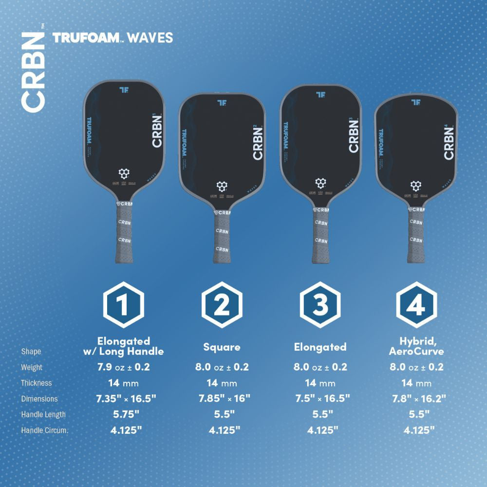 CRBN TruFoam Waves 3 Elongated Pickleball Paddle
