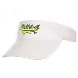 Heritage Visor with embroidered pickleball logo, White visor with embroidery in orange, purple, yellow, red, navy, or pink