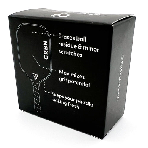 CRBN Pickleball Paddle Eraser measures two inches by two inches by one inch in size