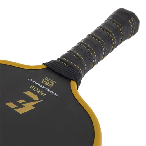 Electrum Pro II Graphite Pickleball Paddle, polymer core and raw carbon fiber face . Wide, textured surface and medium weight. Available in black.