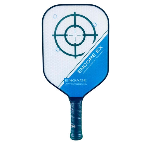 The Encore EX Paddle by Engage Pickleball is offered in blue, purple, and red color options, as well as two weight options per color.