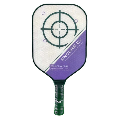 The Encore EX Paddle by Engage Pickleball is offered in blue, purple, and red color options, as well as two weight options per color.