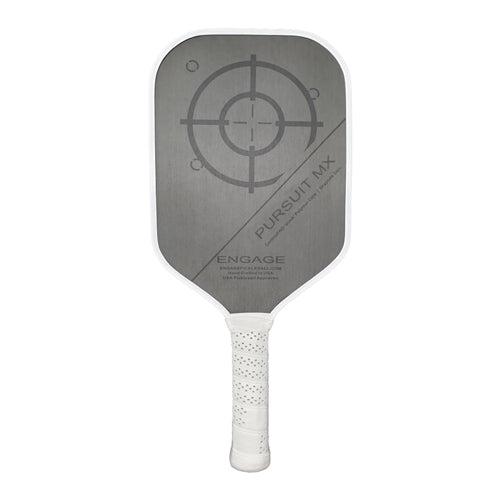 The Pursuit MX paddle by Engage is available in colors Black Stealth, Jesse Irvine Pink White and featherweight, lightweight, and standard weight variations