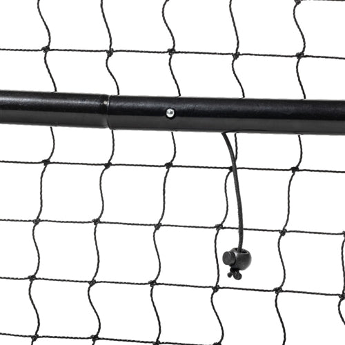 Black and white Franklin Pickleball Portable Net System with wheels and a durable steel frame is easy to set up and move around. Includes black weather-resistant carrying and storage bag.
