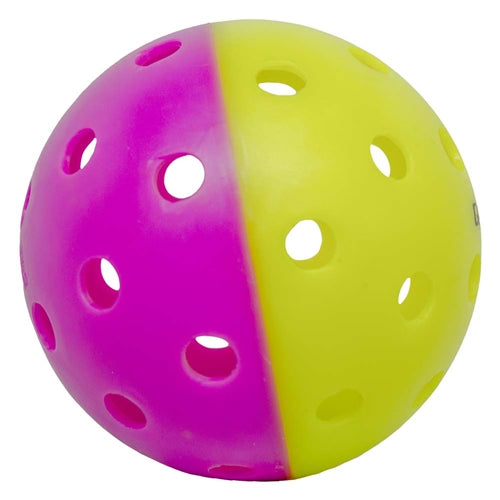 GAMMA Two-Tone Pickleball Outdoor Training Ball is a red/orange ball with 2-piece molded construction and 40 precision molded holes.