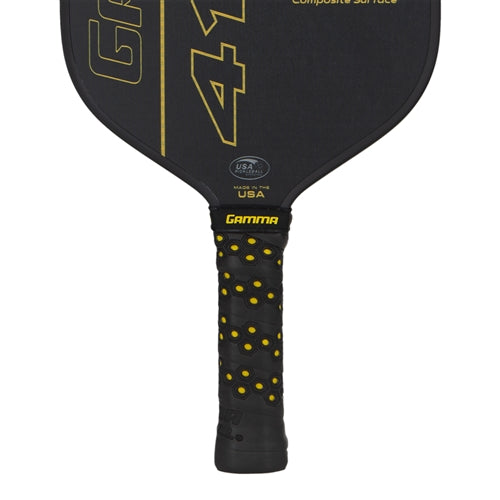 GAMMA 412 Composite paddle features the GAMMA logo and "412" in gold font that pops against a black background