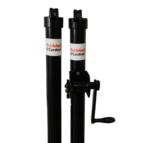 PickleballCentral Standard Pickleball Posts for permanent court installation featuring the PickleballCentral logo. Includes 24 inch tall PVC sleeves