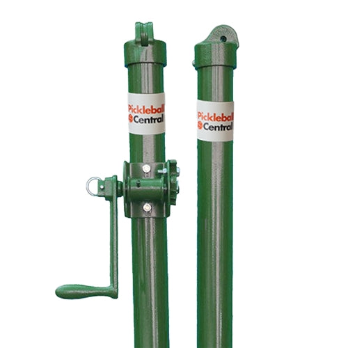 PickleballCentral Standard Pickleball Posts for permanent court installation featuring the PickleballCentral logo. Includes 24 inch tall PVC sleeves