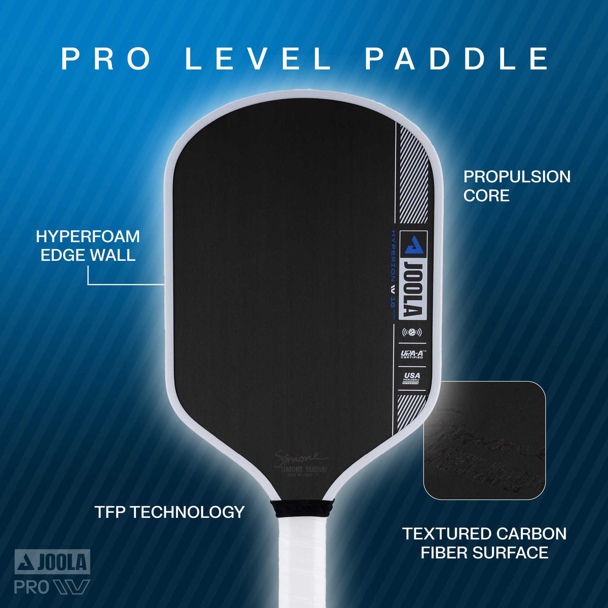 JOOLA Simone Jardim Hyperion Pro IV 16mm Pickleball Paddle