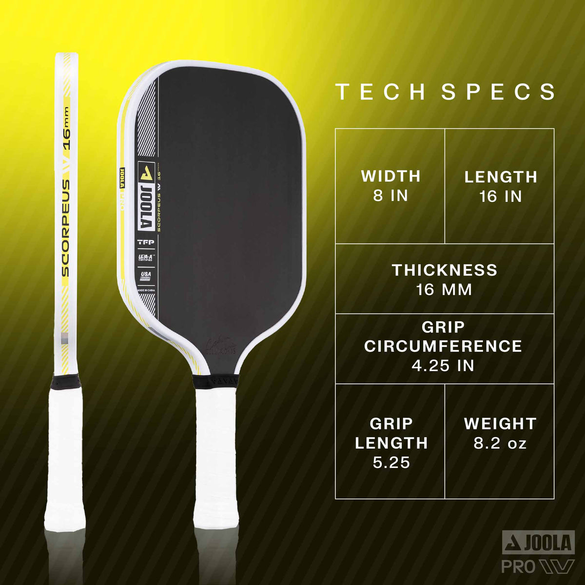 JOOLA Collin Johns Scorpeus Pro IV 16mm Pickleball Paddle