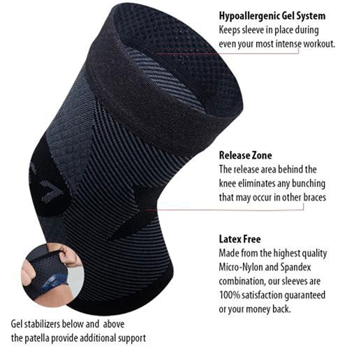 OS1st KS7 Performance Knee Sleeve is available in black only, and sizes small through 4X-large.