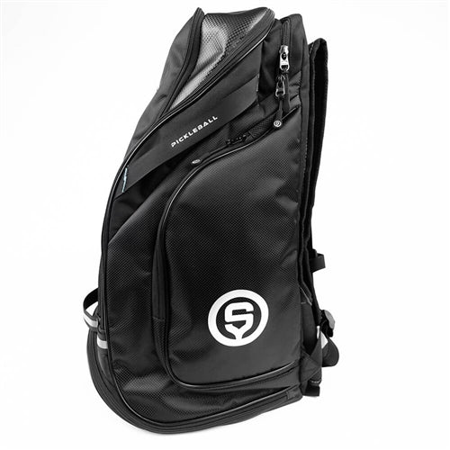 The OneShot Pro Pickleball Bacpack 2.0 offers multiple compartments, including a ventilated compartment for clothing or shoes.
