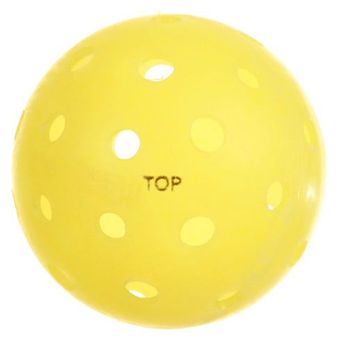 The TOP Ball is a durable seamless outdoor pickleball, available in yellow, orange, white or mixed colors.