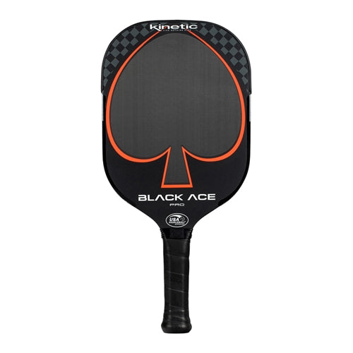 Kinetic Black Ace Pro Carbon Fiber Paddle by ProKennex Pickleball. Featuring an 11 millimeter thick polypropylene honeycomb core and 15.8 inch overall length