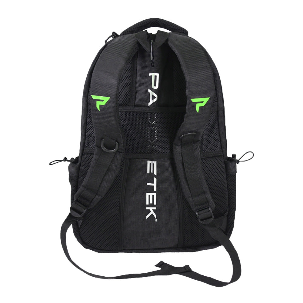 Back view of Paddletek Sport Pickleball Backpack in Green.