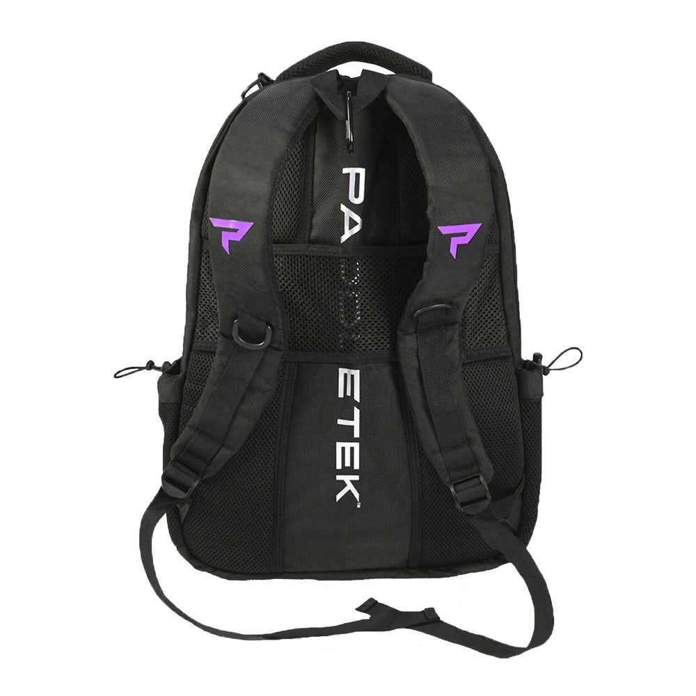 Back view of Paddletek Sport Pickleball Backpack in Purple.
