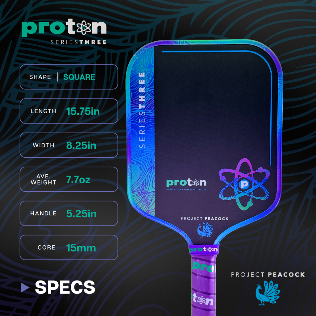 Proton Series Three Project Peacock 15mm Widebody Pickleball Paddle