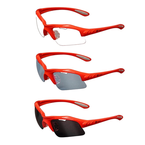 Eagle Eyewear includes 3 colors of replacement lenses in clear, blue and smoke tint.