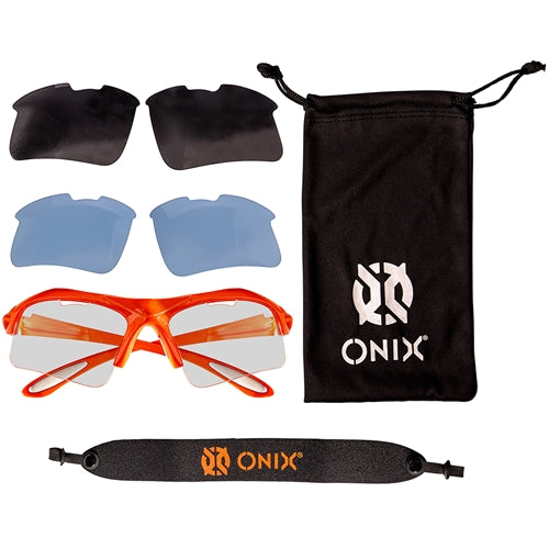 Eagle Eyewear includes 3 colors of replacement lenses in clear, blue and smoke tint.