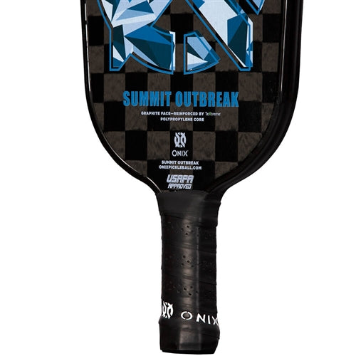 Summit Outbreak Graphite Pickleball Paddle, graphite reinforced face and polymer core. Available in blue.