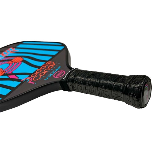 Outlaw Paddle features the Paddle Candy "P" logo wrenching away from the bars that held it back, and the “Outlaw” name at the top.
