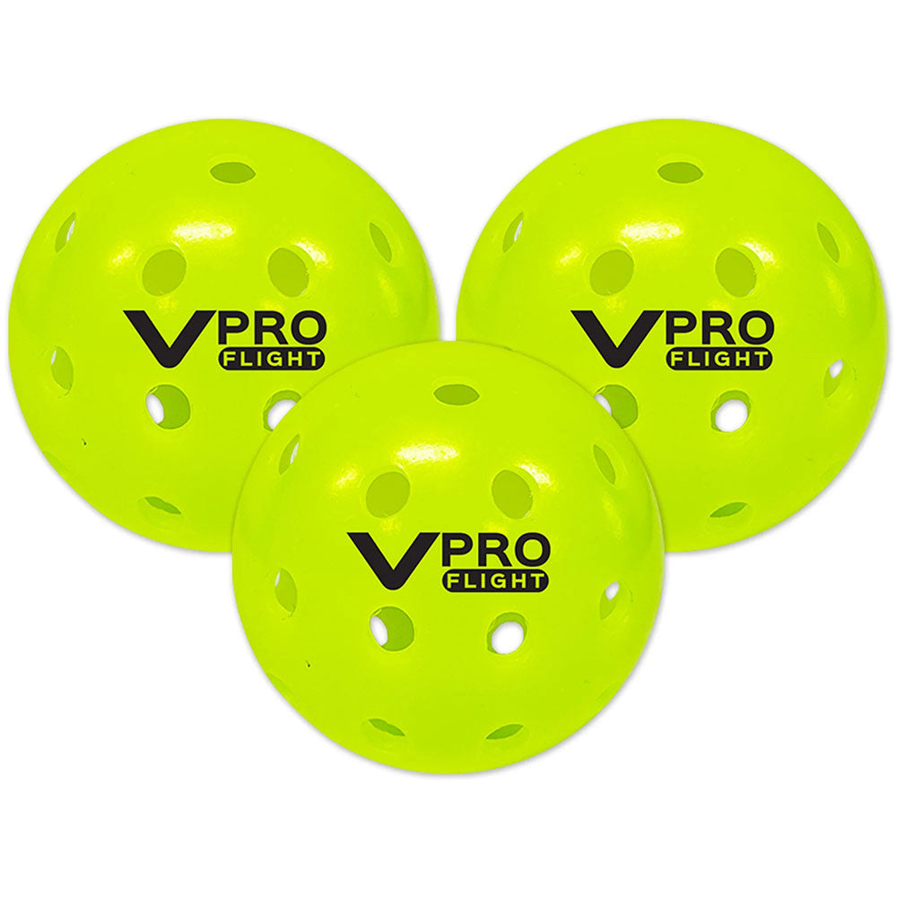 Vulcan VPRO Flight Outdoor Pickleball 3 pack, in high-visibility yellow.