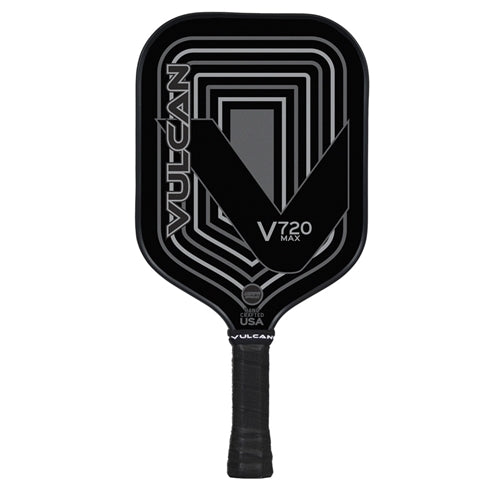 The V720 MAX Pickleball Paddle by Vulcan is like nothing else, and is available is a striking gray and black color combination.